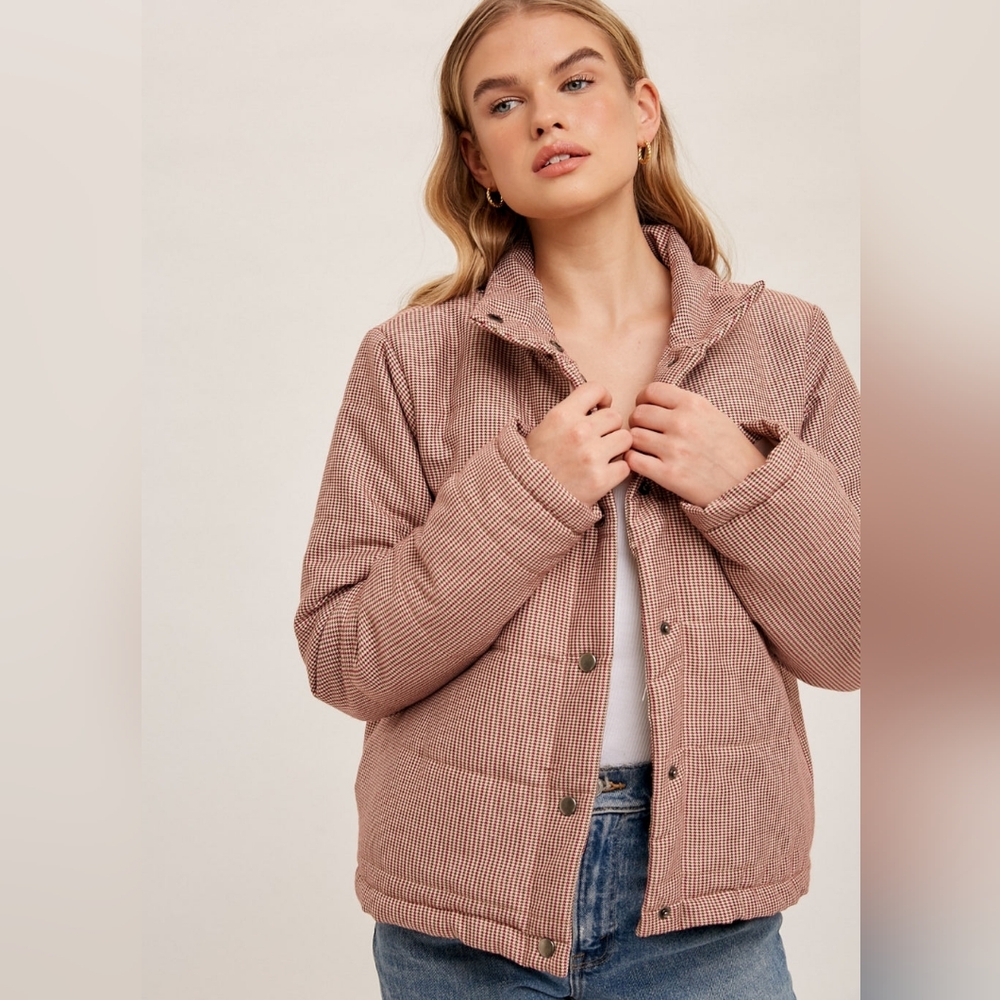 Hem & Thread Checked Puffer Jacket